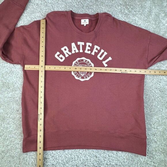 Anthropologie Sundry Varsity Grateful Sweatshirt Mauve Pink - Picture 10 of 11